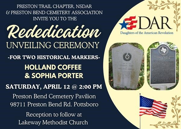 Announcement for Rededication and Unveiling Ceremony at Preston Bend Cemetery