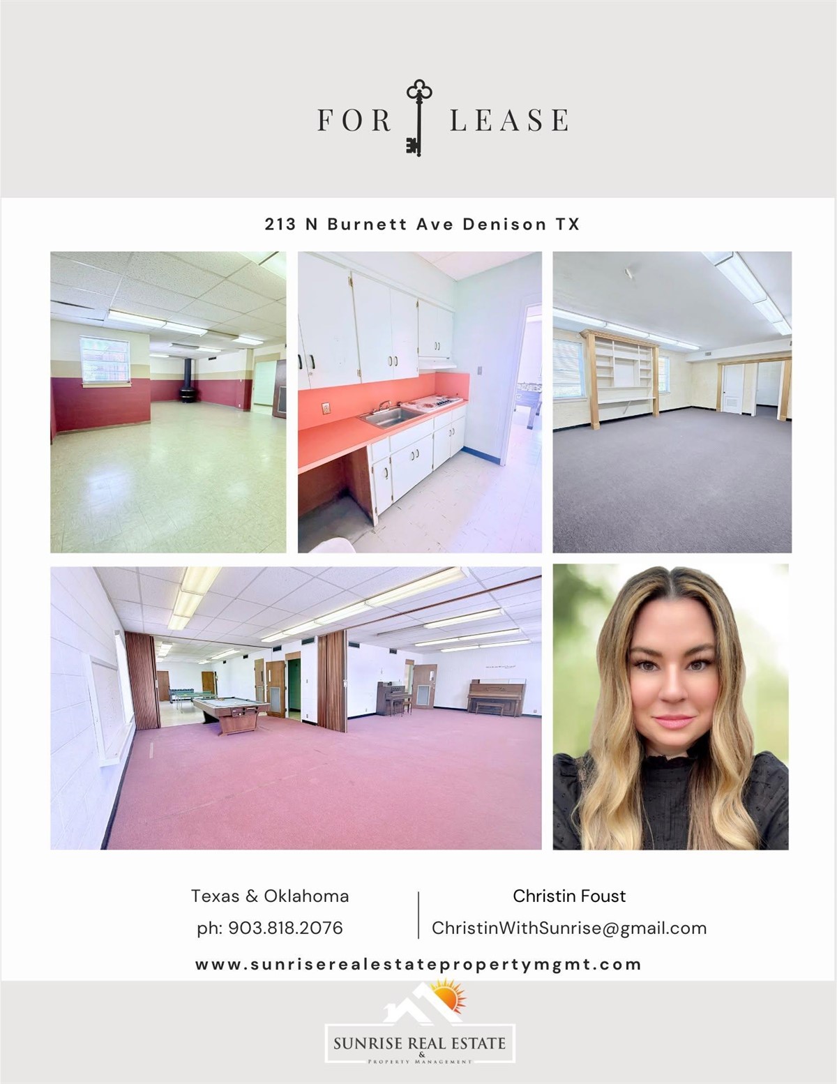 For Lease:  213 N Burnett Ave, Denison TX