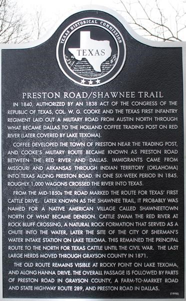The Preston Road historical marker