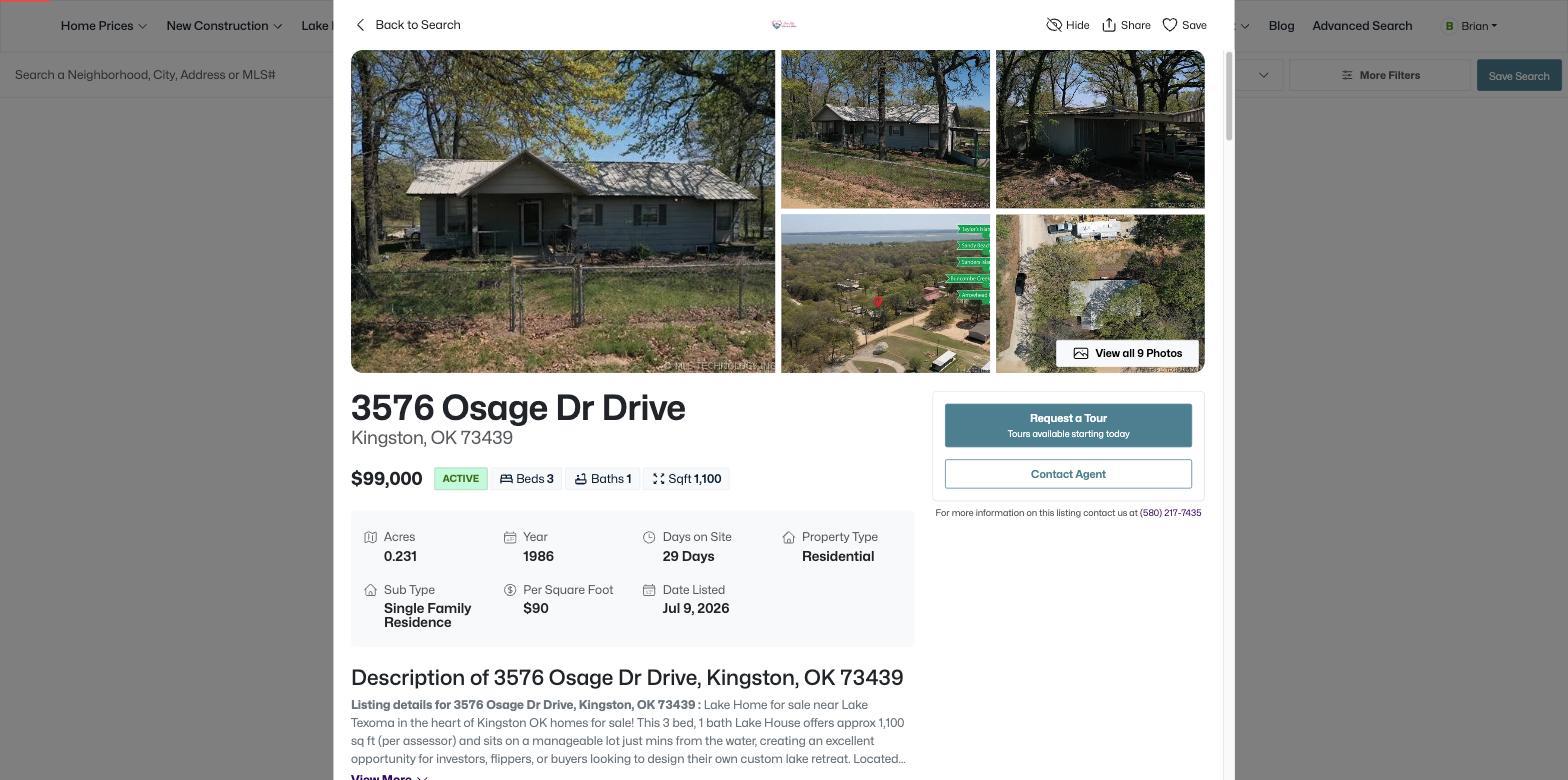 3576 Osage Dr, Kingston, OK 73439 — 3BD/1BA — $99,000